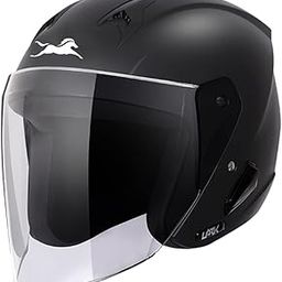 TVS Open Face Helmet for Men and Women, ISI DOT Certified, Matt Finish, Clear Visor, Size L, Black Colour-0