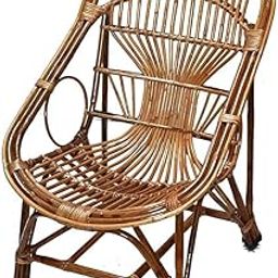 CRAFTCANE Bamboo Cane Lawn Chair, Balcony Chair, Garden with Cushion (Brown)-image-17