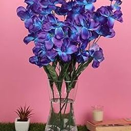 Well Art Gallery Artificial Orchid Flowers Fake Silk Turquoise Orchids Flowers Faux Long Stem Flowers for Wedding Bridal Bouquet Wreath Table Centerpiece Outdoor Decor (Blue)-image-46