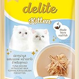 Me-O Delite Kitten Wet Cat Food Tuna Mousse with Goat Milk Topping Katsuobushi for Kitten 4-12 Months Wet Food for Cats, 70g | Tuna Mousse with Goat Milk Topping Katsuobushi Flavor 70x12PCS, 840g Pack-image-65