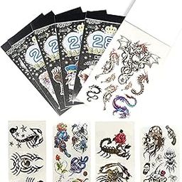 SSKR Pack of 5 Booklets Temporary Tattoos for All Age Group - Random Designs | Tattoo Designs |Body Art Stickers for Fun Party |Kids Birthday Return Gifts-46