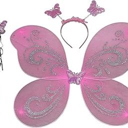Kaku Fancy Dresses Net,Polyester Other Pink Butterfly Wings Fairy Costume Accessories -Pink, 3-8 Years, For Boys & Girls-image-46