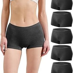 SunFlux® Women's Boyshort Panties Seamless Underwear Stretchy Moisture Wicking Boxer Briefs for Ladies 5 Pack-image-28