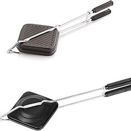 Non-Stick Coated Grill Sandwich Toaster | Gas Stove Compatible Regular Grill Sandwich Maker (Set of 2 (Grill & Non Grill Toaster))-picture-10