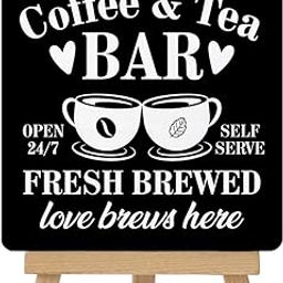 Wooden Coffee Sign with Easel - Home Decor, Kitchen, Desk Table Decorations - Gift for Coffee Lovers-image-22