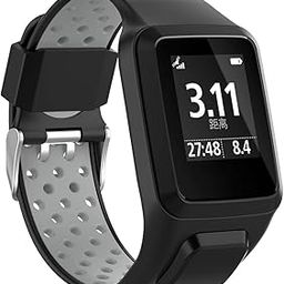 MOTONG for Tomtom Adventurer Band - Dual Color Silicone Wrist Band Strap for Tomtom Adventurer,Tomtom Golfer 2,Tomtom Runner 2/3,Tomtom Spark/ 3(Black + Gray)-25