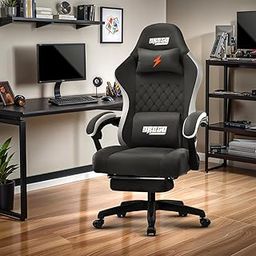 Baybee Drogo Throne Ergonomic Gaming Chair With Linkage Armrest, Foot Rest, & Adjustable Seat|Computer Chair With Fabric, Head & Massager Lumbar Pillow|Home & Office Chair With Full Recline (Black)-26