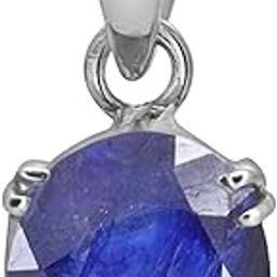 3 to 12.50 ratti naural Blue Sapphire Pendant for Women and Men Silver Metal-42