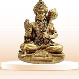 Yadava Resin Handcraft Car Dashboard Bahubali Hanuman Ji, Hanuman Ji Murti for Home,Office Sankat Mochan Balaji Bajrangbali Idol for Pooja Temple Showpiece Vastu Gift Decoration (Gold), 6 cm-image-5