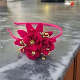 StayBuy™ Baby Hair Band Flower Headband For Kid Girls Baby Head Band (Color-Rani, Pack of-01)-image-40