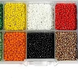 BEADS N FASHION Opaque Glass Sugar Small Seed Beads 10 Cavity Box DIY Kit with Metal Finding and Elastic Thread Size 11/0-2mm for Jewellery Making, Beading, Embroidery Work, Arts and Crafts-image-24