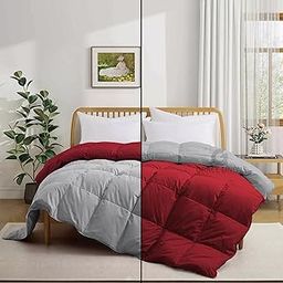 500 GSM Winter Comforter Double Bed Size (90"X100") - Unique Design Heavy Winter Comforter 500 GSM Microfiber Fill - Duvet/Blanket Double Bed - Burgundy/Silver Grey Color-image-86