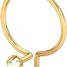 14K/18K Yellow Gold Ashen 2 mm Round Pearl Nose Pin For Women (Piercing Required)-image-78