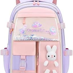 Trendy Kawaii Travel School Bag For Kids Girl Princess Teddy Bear Backpack Girls 6-14 Yr Old Cute Aesthetics Bunny Bagpack Large Casual Day Pack Waterproof Tuition Picnic Bags (Multicolour)-picture-29