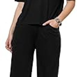 Casual Solid Summer Wear Co ords Half Sleeves Round Neck Stylish Latest Track Suit Travelling Western Cord Set Pant and Top Set For Women-image-9