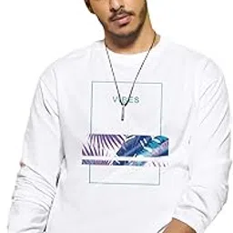 bewakoof Men's Printed Regular Fit Full Sleeve Round Neck Cotton T-Shirt_468881_White_L-picture-28