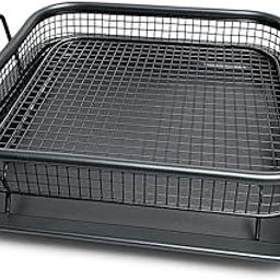 Snevad Air Fryer Basket And Tray For Oven – 2-Piece Stainless Steel Set, Nonstick Mesh Crisper Tray & Baking Rack For Oven – Dishwasher Safe, Ideal (Air Fryer With Tray Square Black)-image-43