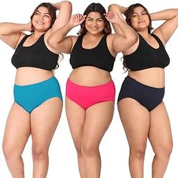 Adira | 3XL-10XL Cotton Panties for Women Plus Size | High Waist Panty with Full Coverage | Inside Elastic - No Elastic Exposure to Skin | Plus Size | Pack of 3-image-31