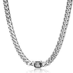 Silver Plated Crystal Studded Cuban Chain Necklace Fashion Jewellery for Men & Boys-image-2