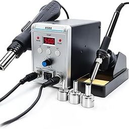 Serplex® 2 in 1 Hot Wind Gun Solder Iron SMD Rework Soldering Station Kit 700W/220V Tabletop Hot Wind Gun Tin Solder Iron Working Station Adjustable Soldering Station with LCD Digital Display-11