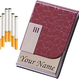 Festival Special Name Engraved Metal Cigarette Case Box for King|Regular|Slim 70mm|84mm Size Cigarettes, Stylish Gifting Option for yourself, friends, family or Husband-Store 8 Cigarettes (Marron)-picture-19