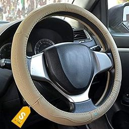NIKAVI Leather Steering Wheel Cover (Small - O)(36 cm) Beige-image-71