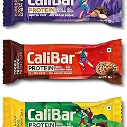 CaliBar 20g Protein Bar - All Variants Trial - 1 Bar Almond Choco, 1 Bars Banana Binge, 1 Bars Cookie Crunch (Pack of Total 3 Bars) (65g x 3 Bars)-image-62