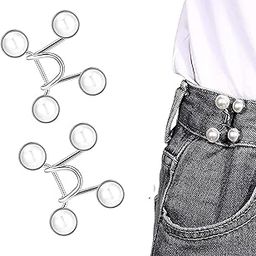 HEAVY DRIVER® 2pcs Pant Waist Tightener, Adjustable Waist Buckle Set, Extra Button for Jeans to Make Tighter, Instant Jeans Button Pins for Pants Jeans Skirts, No Sewing Required (Pearl White)-image-10