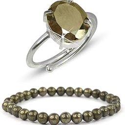 Unisex Adult Natural Pyrite Ring With Pyrite Bracelet 6 Mm, Combo-image-49