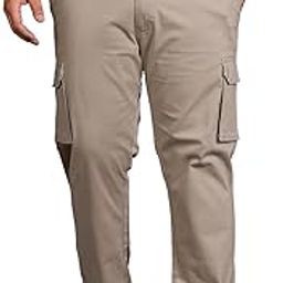 Plus Size Men's Regular Fit Solid Trousers-5