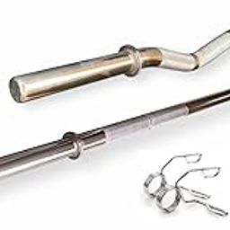 LEEWAY Solid Chrome 5FT STRAIGHT & 3FT CURL BAR 28mm Gym Weight Bar-image-22
