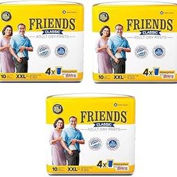 Friends Classic Unisex Adult Diapers Pants Style -10 Count/Pack With Odour Lock And Anti-Bacterial Absorbent Core (Double Extra Large, 30 Count)-image-57