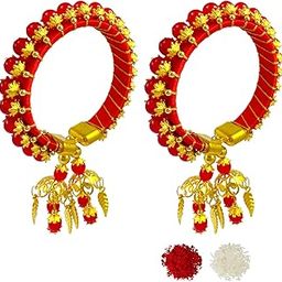 Rakhi Hanging Traditional Lumba Chuda Hanging Rakhi for Women Kada Combo Set K-102-image-57