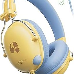 awatrue Children's Headphones, Headphones with Cable, 74/85 dB Volume Limit, Stereo Sound, HD Sound, Foldable Over Ear Children's Headphones for School/Tablet/PC (Yellow Blue)-picture-22