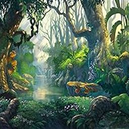 Backdropon Fairy Tales Backdrop for Photography Fantasy Fairyland Tropical Virgin Forest Jungle Sunlight Flowers Background Kids Birthday Party Photo Booth Shoot Size 5Feet Height and 8Feet Width(5*8)-image-2