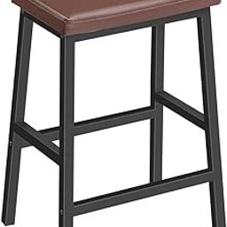 Indian Decor 26207 Bar Stools, 24" Bar Chairs, PU Leather Upholstered Breakfast Stools, Easy Assembly, Suitable for Kitchen, Bar, Dining Room, Brown and Black (1 Chair per Order)-image-6