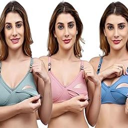 CSU Women’s Cotton Feeding Bra/Maternity Bra/Nursing Non Padded Wire Free Bra for Women Pack of 3-picture-28