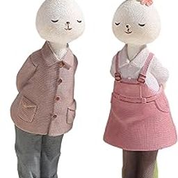 ARTISOUL® 2 Pieces Easter Couple Rabbit Figurines Easter Decoration Cute for Yard Lawn Style B | Home Decor | Figurines-image-80