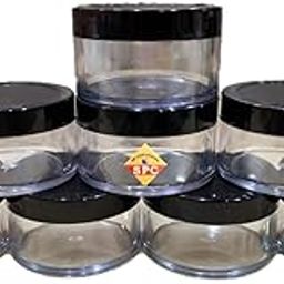 SPC Empty Acrylic San Clear Transparent Cosmetic Jar Container with Inner lids for Lip Balms, Body Butters, Cream, Scrub and Other DIY Beauty Products/Concoctions (Black Cap, 8pcs) (50 GMS)-39