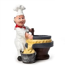 EZ Life Fat Foodie Chef Resin Bottle Holder with Cheese Churner -1 Piece - Resin-Classy Premium looking Wine Bottle Holder-Bottle Not Included -Home Décor, Glass Holder Decorative - White, Grey, Brown-image-58