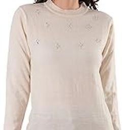 Women's Acrylic Round Neck Solid Embeliished Long Sleeves Pullover Sweater-image-37