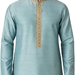 Pulse Weaves Men's Unstitched Textured Kurta Fabric, Dusty Blue Poly Raw Silk with Santun Silk, 3 Meters, 5XL-image-90