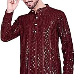 jompers Men's Sequins Chikankari Embroidered Kurtas-picture-16