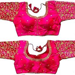 women's embroidery handwork & thread work flower design readymade blouse-image-60