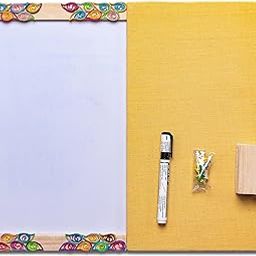 IVEI Wooden Board of Pin Board & Easy to Wipe White Board - Bulletin Board - Dry Erase Board with a Paper Quilling Work Frame - Unique Organizer - Best Gift for Office, Schools, etc - Yellow.-31
