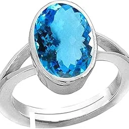 anuj sales Certified 15.00 Ratti 14.50 Carat Special Quality Blue Topaz Free Size Adjustable Ring Silver Plated Gemstone by Lab Certified(Top AAA+) Quality for Man or Women-picture-39