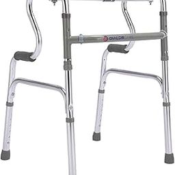 DIALDRCARE Double Handle Aluminum Folding Step-up Walker for Adult Walking Mobility Aid for Senior Citizens (Grey)-image-64