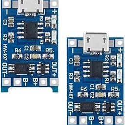 ERH India 2 Pc TP4056 Micro USB Charging Module Lithium Battery Charger with Output Voltage Circuit 18650-13