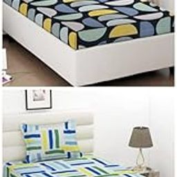 VAS COLLECTION Single Bedsheet Combo (Pack of 2) | Soft Brushed Cotton 200TC - Set of 2 Bedsheet with 2 Pillow Cover - Breathable & Wrinkle Free - 4 Pcs Set | White & Black-3