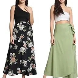 bodyfigure Women's Combo Long Wrap Around Maxi Skirt | Women Wear Long Skirt-picture-42